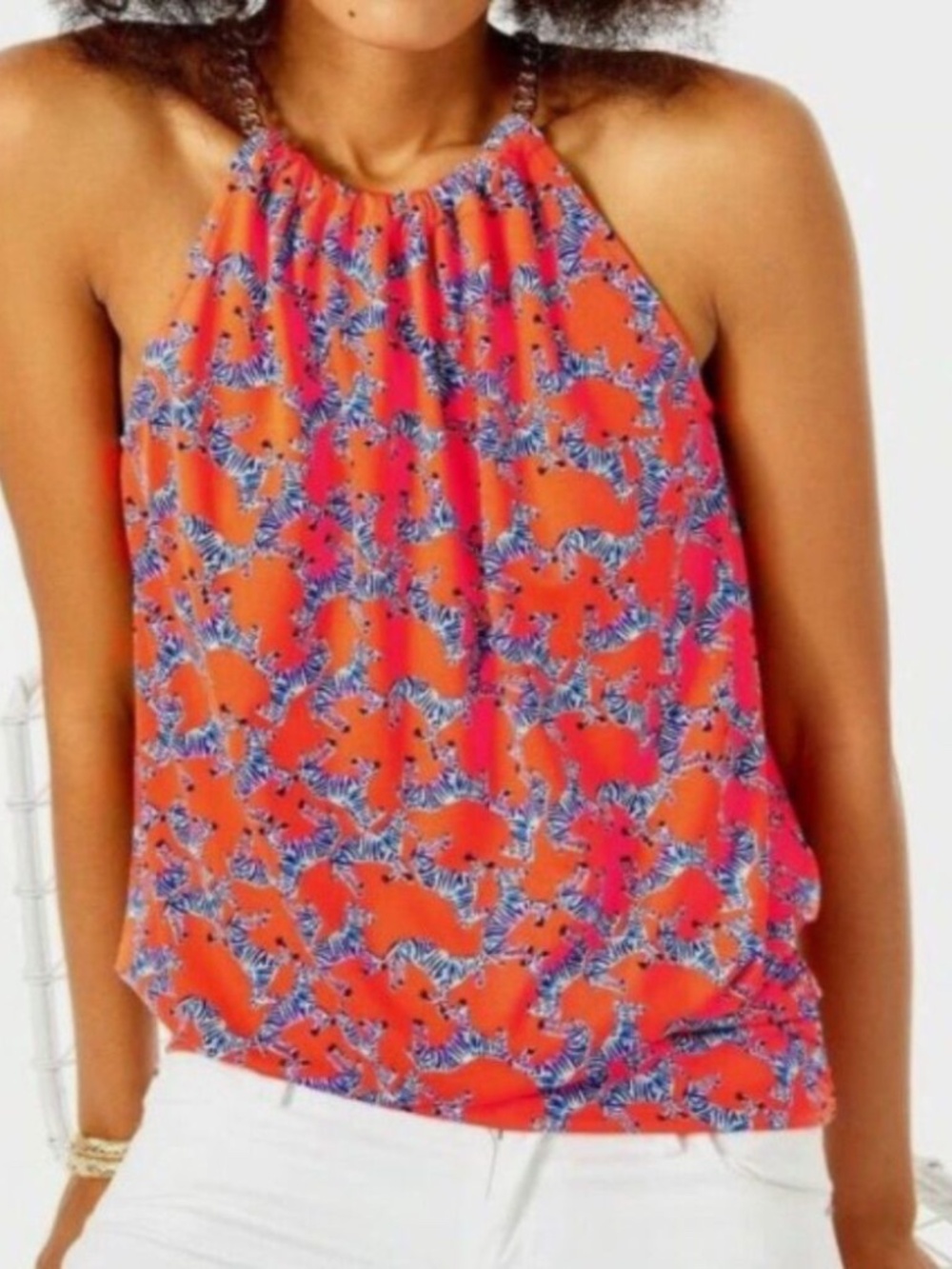 Lilly Pulitzer Bowen Zebra Print Halter Top Size Small - Picture 9 of 9